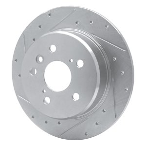 Lexus RX300 Brake Rotor (1) - Rear Left - R1 Concepts - Drilled & Slotted - Silver - `99-`03